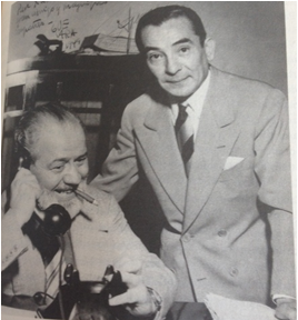 Barão de Itararé ao lado de Andrés Guevara, artista gráfico paraguaio, companheiro de empreitadas jornalísticas, em 1949 (fonte: Entre sem Bater, a Vida de Apparicio Torelly, o Barão de Itararé)